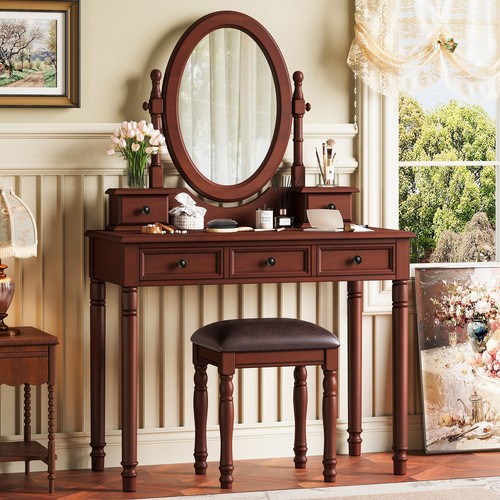 Vanity desk with adjustable - desk,