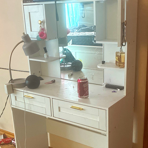 White modern wood vanity table - wood,