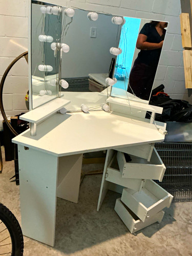 Modern white wood vanity - wood, table